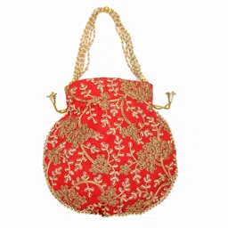 mihir clothing Women Red, Gold Potli image 2