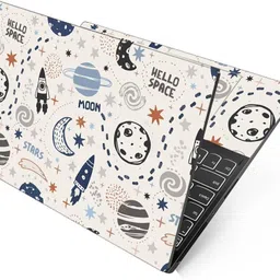 Anweshas HD Printed Full Panel Laptop Skin Sticker Vinyl Fits Size Upto 15 inches No Residue, Bubble Free, Waterproof - Hello Space Moon Self Adhesive Vinyl Laptop Decal 15.6-picture-20
