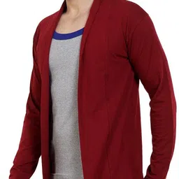 trendolo Men Kimono Style Full Sleeve Maroon Shrug image 3