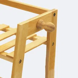 leopax Wood Floor Cloth Dryer Stand Multipurpose Bamboo Coat & Clothes Garment Rail With Storage Shelves for Bedroom image 2