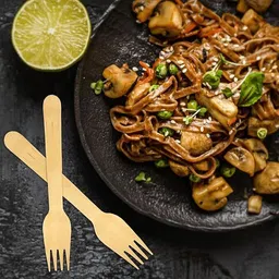 freshee Eco-Friendly Disposable Wooden Fork 160 mmBiodegradable Cutlery – Pack of 30 Disposable Wooden Cutlery Set image 2