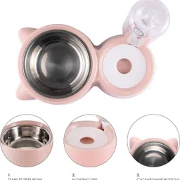 godworks 2 In1 Pet Feeder Food and Water Dispenser Plastic Pet Bowl & Bottle image 2