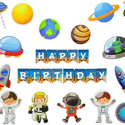 flick in Space Theme Birthday Decoration 1st Birthday Decorations Kit for Baby Boy Set image 3
