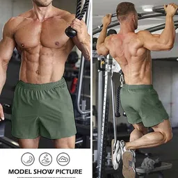 prabaha Solid Men Green Regular Shorts image 3