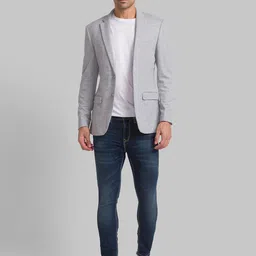 park avenue Men Solid Double Breasted Formal Blazer image 5