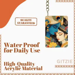 gitzie Elegant Radha Krishna Acrylic Keychain | Gloss Finish, Long-Lasting Key Chain image 4