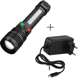 ascentech Railway Tri Color Torch Light ABS with 1 amp Charger Torch image 1