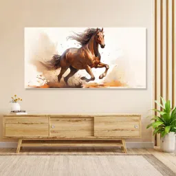 nestroots White Canvas Framed Majestic Horse Galloping Through Dust Wall Painting(12X24 Inch)-picture-16