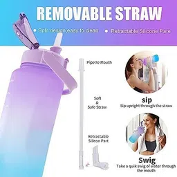 inscapedesign 2 Liter Inspirational Motivational Water Level Measurement Water Bottle for Gym 2000 ml Water Bottle image 2
