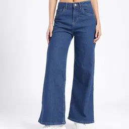 Women Loose Fit Mid Rise Blue Jeans-image-20