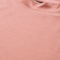 roadster Women Solid High Neck Pure Cotton Pink T-Shirt image 3