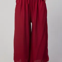 style prezone Women Relaxed Maroon Viscose Rayon Trousers-picture-28