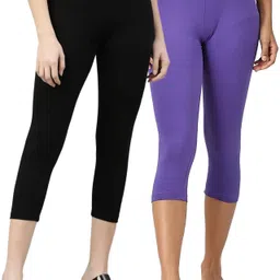 3/4th Capri leggings Women Black, Purple Capri-image-23
