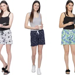 club a9 Pack of 3 Printed Women Multicolor Beach Shorts, Night Shorts, Regular Shorts, Running Shorts, Cycling Shorts image 4