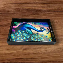 angira handicarft Wooden tray peacock design print|Serving Tray|Multipurpose Tray|AHS-TRAY316_Ne Tray-picture-39