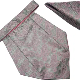 VOICI Men's Paisley Pink & Grey Color Cravat-picture-12