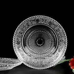 greatzomall Pack of 6 Glass Crystal Clear Serving Plate for Dining 7 INCH Paraat Dinner Set image 5