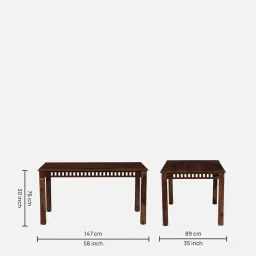woodsworth from pepperfry Drusilla Sheesham Wood 6 Seater Dining Set In Scratch Resistant Rustic Teak Finish image 2