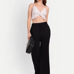 broadstar Women Flared Black Lycra Blend Trousers image 3