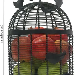 prime krafts Bulbul Fruit Basket with Lid, Decorative Bird Design Fruit and Vegetable Holder, Iron Fruit & Vegetable Basket image 3