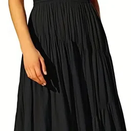merrick Women Solid Regular Black Skirt image 3