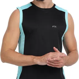 FTX Men Colorblock Round Neck Black Vest Men Vest-picture-12