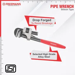 freemans SPW10 10-Inch Stillson Type Pipe Wrench with Induction Hardened Teeth Single Sided Pipe Wrench image 2