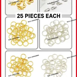 maa jagdamba collection Silver&Gold Plated Lobster Clasps with Jump Rings 25+25 Pieces Jewellery Making image 1