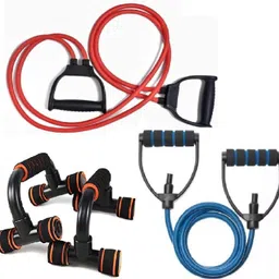 dr pacvu Set3|Single, Double Resistance with Pushup Bar for Body Stretching,DipsExerciser Fitness Accessory Kit Kit image 1