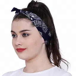 Stylewell Pure Soft Pure Soft Breathable Double Side Printed Multifunctional Paisley Print Ambi Hanky ["Navy Blue"] Handkerchief image 2