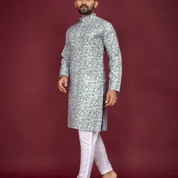 cellux Men Cotton Blend Kurta Pyjama Set image 4