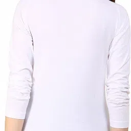 ap'pulse Women Solid High Neck Pure Cotton White T-Shirt image 2