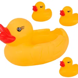 fiddlerz Chu Chu Duck Bath Toy Set Duck Toy for Kids Floating Rubber Duck Family Bath Toy image 1