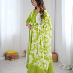 zeelfashion Self Design Cotton Blend Stitched Flared/A-line Gown image 3