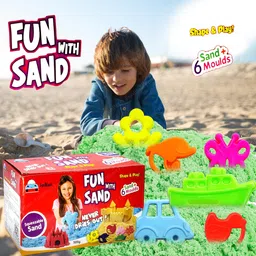 funblast Creative Sand for Kids with Mould - Green Color (500 Gm Sand & 6 Pcs Mould) image 5