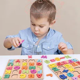 bazaar Wooden Alphabet Puzzles Letters ABC 3D Alphabet Board Educational Learning Toy image 3