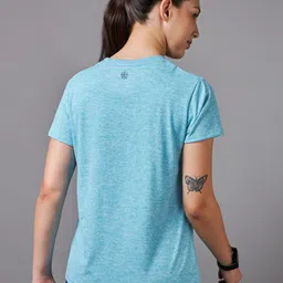 cult Women Self Design Round Neck Polyester Green T-Shirt image 5