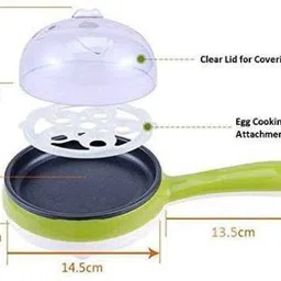 2 in 1 Electric Egg Boiling New Unique Multifunctional Steamer Egg Frying Pan Egg Boiler Electric Automatic Off with Egg Boiler Machine Non-Stick Electric Egg Frying Pan Egg Cooker (Multicolor, 7 Eggs) Egg Cooker-image-84