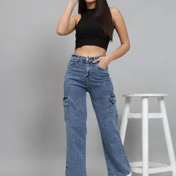 velvetvinelooks Women Regular Mid Rise Dark Blue Jeans image 5