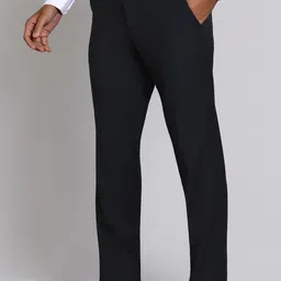 peter england Men Regular Fit Blue Polycotton Trousers image 3