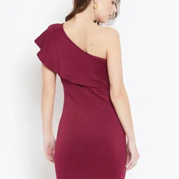 u&f Women Bodycon Maroon Above Knee/Mid Thigh Length Dress image 5