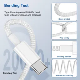HOMEMO Type C 6 A 1 m Copper USB C to USB C Cable, Type C to C Cable fast Charging Cord for iPhone image 4