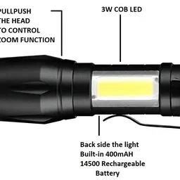 prembrothers Mini Rechargeable Pocket Light Zoom COB USB Charging Led, Crash Resistant DP LED Spot Light image 4