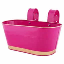 ecofynd 12 Inches Oval Rectangular Set of 3 Pink Metal Planter image 5