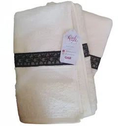 GAB Off White 2 Pieces Striped Cotton 500 GSM Bath Towels-picture-21