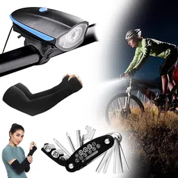 quick fit Combo Of Front Head Light, Sleeve, Tool Kit Cycle Accessories Kit Cycling Kit-picture-12
