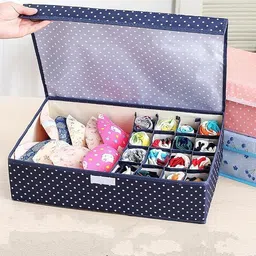 zivini Innerwear Organizer 16+1 Compartment Foldable Fabric Non smell foldable Storage Box image 3