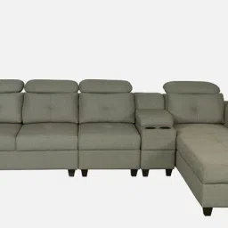 woodsworth from pepperfry Impero Fabric LHS Sectional Sofa in Sandy Brown Colour image 5