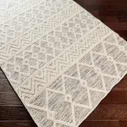 Off White Geometrical Wool 8 ft x 10 ft Hand Woven Carpet by Surya Living image 5