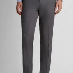 peter england Men Slim Fit Grey Polyester Trousers image 1